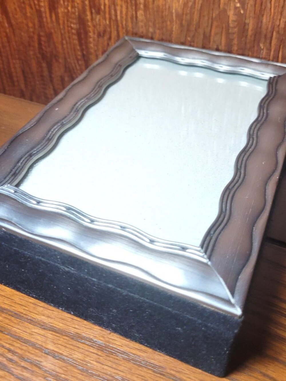 Japan 1980s Sankyo Photo Frame Lid Musical Jewelry Box Black Velvet Interior